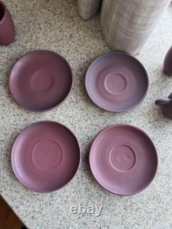 Van Briggle Demitasse Espresso Cappuccino Mugs Saucers Mulberry 1950s Vintage