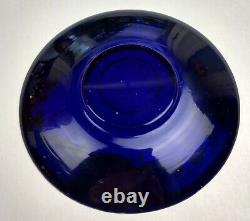 Venetian Glass Demitasse Cup Saucer Cobalt Blue with Gold Overlay Flowers c. 1950s