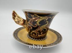 Versace Barocco Espresso Cup & Saucer Set of 6 with Box Gold Handles Rosenthal