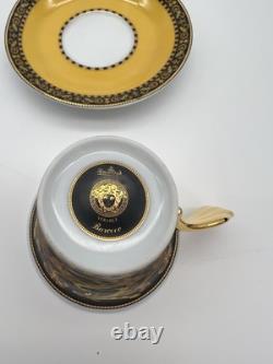 Versace Barocco Espresso Cup & Saucer Set of 6 with Box Gold Handles Rosenthal