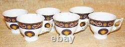 Versace Medusa Style Blue Gold Winged Demitasse Espresso Turkish Coffee Tea Cups