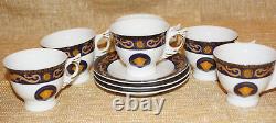 Versace Medusa Style Blue Gold Winged Demitasse Espresso Turkish Coffee Tea Cups