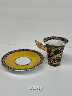 Versace Rosenthal Barocco Set Of 5 Winged Tall Cup Demitasse / Espresso & Saucer