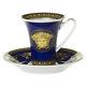 Versace Rosenthal Medusa Blue Coffee Demitasse Cup & Saucer Set New Rare Nwob