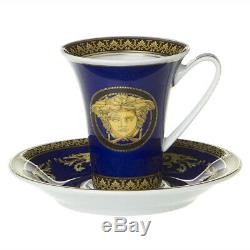 Versace Rosenthal Medusa Blue Coffee Demitasse Cup & Saucer Set NEW RARE NWOB