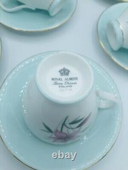 Very 16pc Royal Albert Elfin Tea Demitasse Set Bone China England Aqua Pink Gold