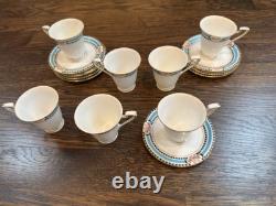 Very Rare Royal Worcester Demitasse Cups (7) And Saucers (8) From 1918