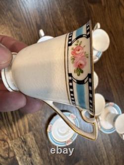 Very Rare Royal Worcester Demitasse Cups (7) And Saucers (8) From 1918