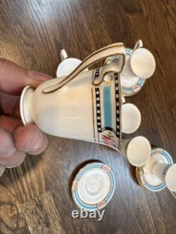 Very Rare Royal Worcester Demitasse Cups (7) And Saucers (8) From 1918