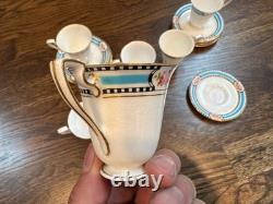 Very Rare Royal Worcester Demitasse Cups (7) And Saucers (8) From 1918