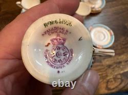 Very Rare Royal Worcester Demitasse Cups (7) And Saucers (8) From 1918
