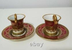 Victoria Austria Carlsbad Set of 2 Demitasse Cups and Saucers with portraits