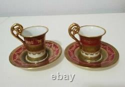 Victoria Austria Carlsbad Set of 2 Demitasse Cups and Saucers with portraits