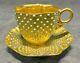 Victorian Coalport Porcelain Jeweled Scalopped Demitasse Cup & Saucer