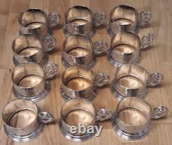 Victorian Italy 800 Silver Plate Bridal Set OF 12 Demitasse 12 Saucers G2U