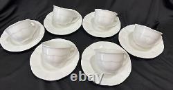 Villeroy & Boch 6 Sets Of Retired Damasco White Scrolls Demitasse Cups & Saucers