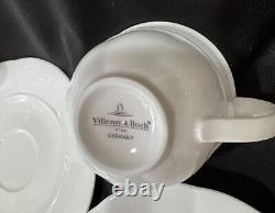 Villeroy & Boch 6 Sets Of Retired Damasco White Scrolls Demitasse Cups & Saucers