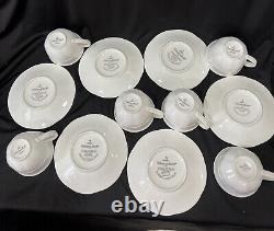 Villeroy & Boch 6 Sets Of Retired Damasco White Scrolls Demitasse Cups & Saucers