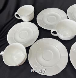 Villeroy & Boch 6 Sets Of Retired Damasco White Scrolls Demitasse Cups & Saucers