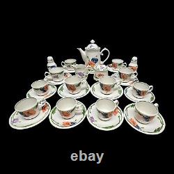 Villeroy Boch Amapola Coffee Pot Sugar Creamer S&P Coffee Demitasse Cups Saucers