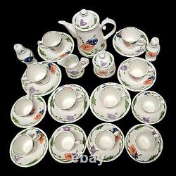 Villeroy Boch Amapola Coffee Pot Sugar Creamer S&P Coffee Demitasse Cups Saucers