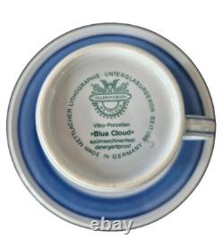 Villeroy Boch Blue Cloud Espresso Demitasse Set 6 Cups Saucers Lidded Sugar Bowl