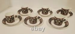 Villeroy & Boch Intarsia Demitasse Cups And Saucers Set Of 6 Germany Nwt