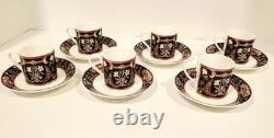 Villeroy & Boch Intarsia Demitasse Cups And Saucers Set Of 6 Germany Nwt