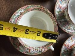 Vintage 13pc Rose Medallion Tea Set Teapot, 6 Teacups, 6 Demitasse Cups MCM