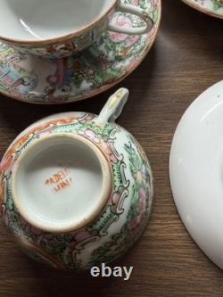 Vintage 13pc Rose Medallion Tea Set Teapot, 6 Teacups, 6 Demitasse Cups MCM