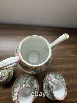 Vintage 13pc Rose Medallion Tea Set Teapot, 6 Teacups, 6 Demitasse Cups MCM