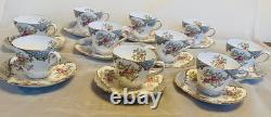 Vintage 1950's Grosvenor Floral Bone China Demitasse Cups and Saucer Set of 10