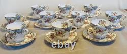 Vintage 1950's Grosvenor Floral Bone China Demitasse Cups and Saucer Set of 10