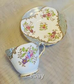 Vintage 1950's Grosvenor Floral Bone China Demitasse Cups and Saucer Set of 10
