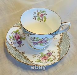 Vintage 1950's Grosvenor Floral Bone China Demitasse Cups and Saucer Set of 10