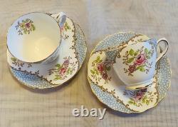 Vintage 1950's Grosvenor Floral Bone China Demitasse Cups and Saucer Set of 10