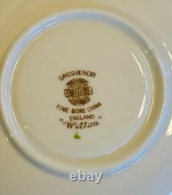 Vintage 1950's Grosvenor Floral Bone China Demitasse Cups and Saucer Set of 10