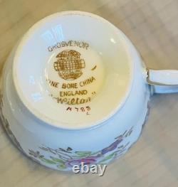 Vintage 1950's Grosvenor Floral Bone China Demitasse Cups and Saucer Set of 10