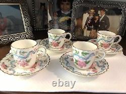 Vintage 4 Rare Minton Montrose Porcelain China Demitasse Cup & Saucer Sets Wow