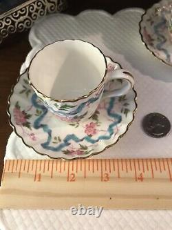 Vintage 4 Rare Minton Montrose Porcelain China Demitasse Cup & Saucer Sets Wow