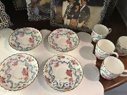 Vintage 4 Rare Minton Montrose Porcelain China Demitasse Cup & Saucer Sets Wow