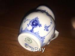 Vintage 6 Demitasse Cup/Saucer Cream Sugar Copenhagen Half Lace Blue Fluted