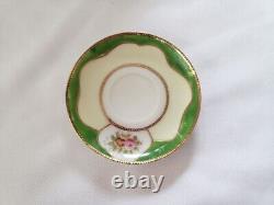 Vintage Ardalt Occupied Japan Demitasse Tea Cups & Saucers Green Pink SET of 6