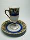 Vintage Arita Japan Demitasse Cup Saucer Fragonard Scene Cobalt Gold Pedestal
