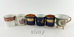 Vintage Assorted Limoges France Demitasse Gilt Tea Cups & Saucers Set of 6 Boxed