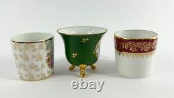Vintage Assorted Limoges France Demitasse Gilt Tea Cups & Saucers Set of 6 Boxed