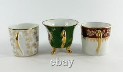 Vintage Assorted Limoges France Demitasse Gilt Tea Cups & Saucers Set of 6 Boxed
