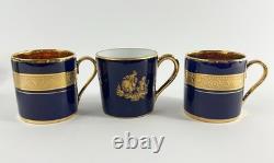Vintage Assorted Limoges France Demitasse Gilt Tea Cups & Saucers Set of 6 Boxed
