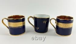 Vintage Assorted Limoges France Demitasse Gilt Tea Cups & Saucers Set of 6 Boxed