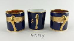 Vintage Assorted Limoges France Demitasse Gilt Tea Cups & Saucers Set of 6 Boxed